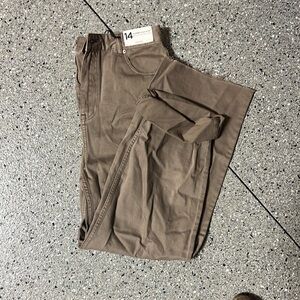 relaxed straight leg high rise almond/ brown jeans